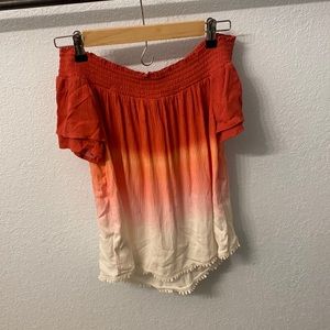 Xhilaration Small Salmon Ombré off the shoulder blouse